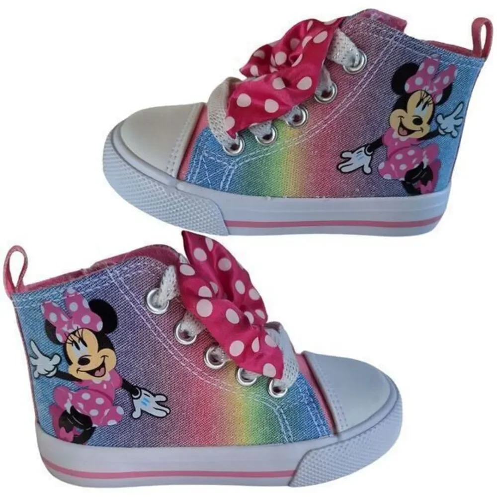 Disney Minnie High-top Sneakers For Girls in Light Canvas Size 7 (15cm) Col pink